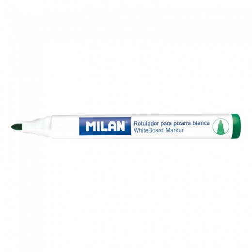 Milan Rotuladores para Pizarra Blanca con Punta Redonda - Punta 4.7 mm - Tinta a Base de Alcohol - Borrable en Seco - Color Ver