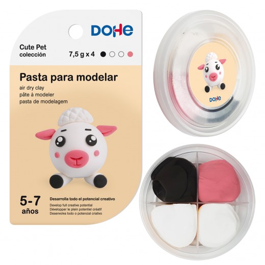 Dohe Coleccion Cute Pet Pasta para Modelar Oveja - Ligera y Flexible - Apto para Niños de 5 a 7 Años