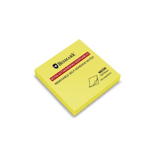 Bismark Bloc de 100 Notas Adhesivas 76x76mm - Color Amarillo Neon