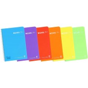 Enri Plus Pack de 5 Cuadernos Espiral Formato Folio 1 Linea - 80 Hojas 90gr con Margen - Cubierta de Plastico - Colores Surtido