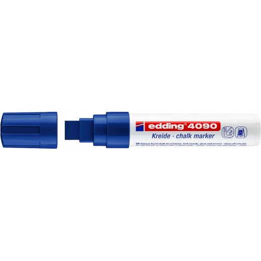 Edding 4090 Rotulador de Tiza Liquida - Punta Biselada - Trazo entre 4 y 15mm - Olor Neutro - Color Azul