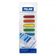 Milan Bloc de 120 Marcadores de Pagina - Plastico - Incluye Regla - Colores Transparentes Surtidos - Medidas 13mm x 5