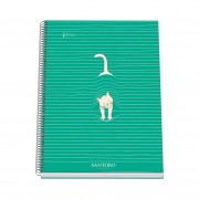 Dohe Santoro Felines Cuaderno Espiral Tapa Dura - Tamaño A4 de 100 Hojas 90gr - Hojas Microperforadas con 4 Taladros - Cuadric