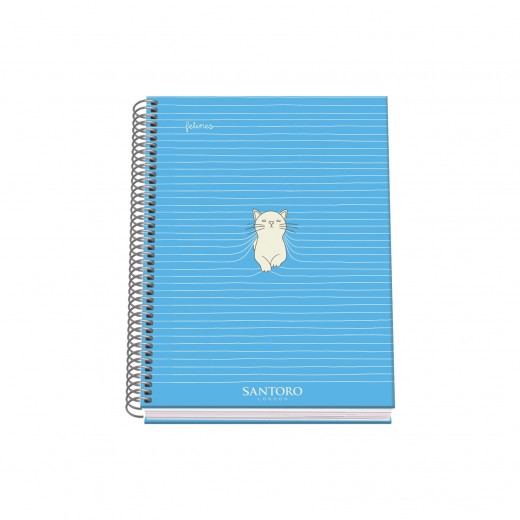 Dohe Santoro Felines Cuaderno Espiral Tapa Dura - Tamaño A5 de 100 Hojas 90gr - Hojas Microperforadas con 2 Taladros - Cuadric