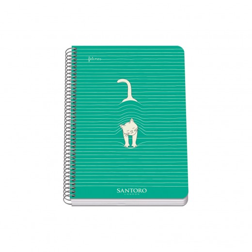 Dohe Santoro Felines Cuaderno Espiral Tapa Rigida - Tamaño A5 de 80 Hojas 90gr - Hojas con Cuadricula 4mm