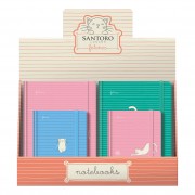 Dohe Santoro Felines Expositor de 12 Cuadernos Cartone - Tamaños A5 y A6 - 96 Hojas Lisas en Papel Ahuesado de 80 g/m2 - Cierr