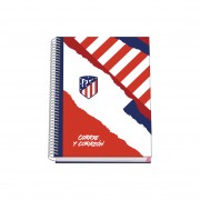 Dohe Atletico de Madrid Coraje y Corazon Cuaderno Espiral Tapa Dura - Tamaño A5 de 100 Hojas 90gr - Hojas Microperforadas con