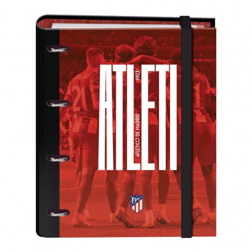 Dohe Atletico de Madrid Atleti Carpeta de 4 Anillas Formato A4 con Recambio de 100 Hojas - 4 Separadores de Colores - Cierre co