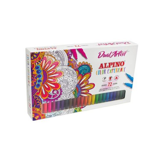 Alpino Dual Artist Color Experience Pack de 72 Rotuladores - Doble Punta para Dibujos mas Completos - Forma Triangular Ergonomi