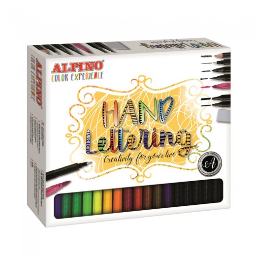 Alpino Color Experience Kit Rotuladores Hand Lettering con 30 unidades - Incluye 1 Rotulador Punta Super Pincel