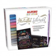 Alpino Color Experience Kit de Iniciacion al Lettering con 12 Rotuladores Metalicos de Doble Punta