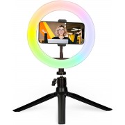 Ksix Studio Live Colors Anillo de Luz RGB USB con Tripode de Mesa - 15 Tonalidades - 1000lm - Mando Incorporado en el Cable