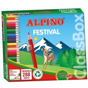 Alpino Festival Pack de 288 Lapices de Colores - Mina de 3mm - 12 Colores x 24 Uds - Ideal para Clase - Colores Surtidos