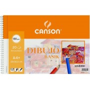 Canson Bloc de Dibujo Basik A4 con Recuadro - Album de Espiral Microperforado - 23x32.5 cm - 120 Hojas - 130g - Color Blanco