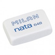 Milan Nata 648 Goma de Borrar Rectangular Pequeña - Plastico - No Daña el Papel - Color Blanco