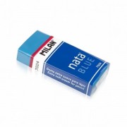 Milan Nata 7024B Goma de Borrar Rectangular - Plastico - Faja de Carton Azul - Envuelta Individualmente - No Daña el Papel - C