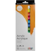 Daler Rowney Simply Pack de 12 Pinturas Acrilicas - Secado Rapido - Optima Cobertura - Colores Mezclables 12ml - Colores Surtid