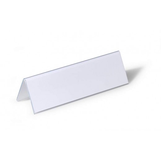 Durable Portanombres de Mesa con Forma de Tejado - Plastico - Incluye Etiquetas en Blanco - Tamaño de la Etiqueta 61/122x210mm
