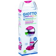 Giotto Tempera Pack de 6 Botes de 25 ml. + Pincel - Base Agua - Excelente Cobertura - Colores Surtidos