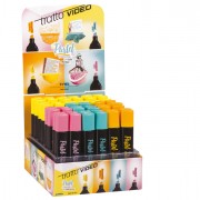Tratto Video Pastel Expositor de 48 Marcadores Fluorescentes - Punta Biselada - Tinta al Agua - Secado Rapido - Colores Surtido