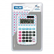 Milan Calculadora 8 Digitos - Calculadora de sobremesa - 3 teclas de memoria y raiz cuadrada - Color Azul y Rosa