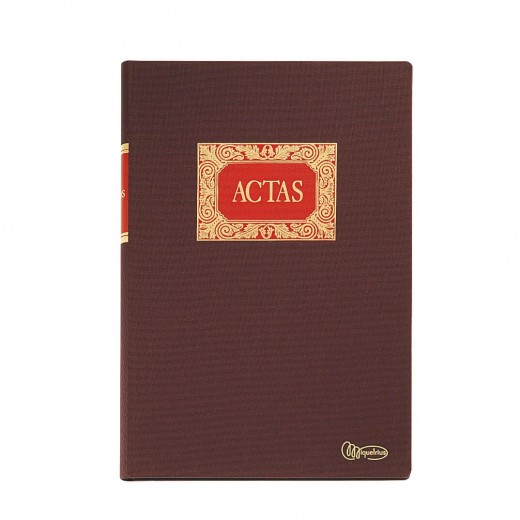 Miquel Rius Libro de Actas - Tamaño Folio Natural - 100 Hojas - Forrado en Tela - Detalles en Stamping - Corte de Color Azul