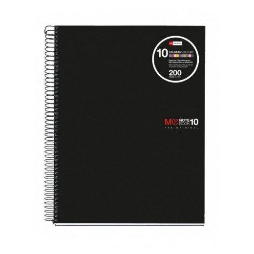 Miquel Rius Notebook10 Cuaderno de Espiral Formato A4 - 200 Hojas de 70gr Microperforadas con 4 Taladros - Cubiertas de Polipro