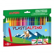 Alpino Pack de 24 Ceras PlastiAlpino para Niños - Material Resistente y No Mancha - Colores Brillantes - Colores Surtidos