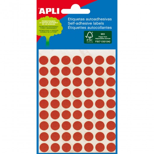 Apli Etiquetas Minibolsa Rojas Ø 8.0mm 3 Hojas