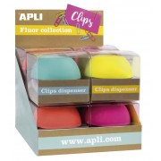 Apli Fluor Collection Expositor de Clips - Ø 70x60 mm - 8 Dispensadores en 4 Colores - Tapa Magnetica  pulgadasSoft Touch pulg