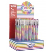 Apli Expositor Boligrafos Gel Pen Twist Colors - 0.8mm - Tinta Que Cambia de Color - Acabado Fluor - 24 Unidades - Secado Rapid