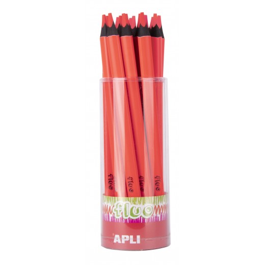 Apli Lapices Jumbo Fluor Rojos - 5mm de Grosor Triangular - 18 Unidades por Pack - Ideal para Mejor Sujecion y Mayor Cobertura