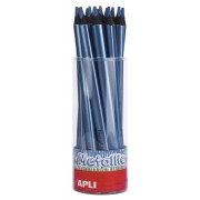 Apli Lapices Jumbo Metallic Azul Metalizado - 5mm de Grosor Triangular - 18 Unidades por Pack - Ideal para Mejor Sujecion y May