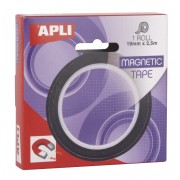 Apli Cinta Adhesiva Magnetica 19mm x 25m - Facil de Cortar - Adhesion Fuerte - Versatil y Reutilizable - Negra