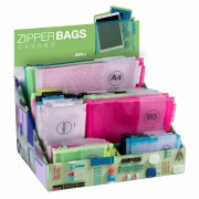 Apli Expositor Zipper Bags de Nylon - Tamaños y Colores Surtidos - Alta Calidad y Durabilidad - Ideal para Documentos