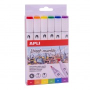 Apli Street Markers Rotuladores de Doble Punta - Puntas de 1mm y 6mm - Tinta de Base Alcohol - Multifuncionales para Dibujar