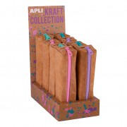 Apli Kraft Collection - Expositor Compacto de 8 Estuches - Estuches de 50x50x210mm - Textura Kraft y Cremallera de Colores Past