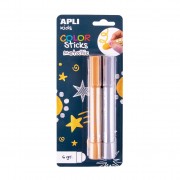Apli Color Sticks Temperas Solidas - Pack 2 Unidades de 6g en Colores Metalizados - No Manchan