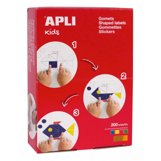 Apli Gomets Redondos con Adhesivo Permanente - Tamaño Ø 13mm - 15400 Gomets por Caja - Ideal para Escuelas y Talleres Infanti