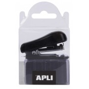 Apli Grapadora Pocket Negra - Tamaño de 56mm para Grapas Nº10 - Capacidad de Unir hasta 20 Hojas de Papel - Diseño Compacto