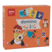 Apli Domino Music de la Coleccion Expressions - 28 Piezas Tematicas de Musica - Facil Manejo para Niños - Carton de 2mm con Ac