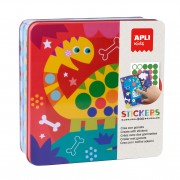 Apli Kids Juego de Gomets Dino - Incluye 8 Laminas Ilustradas - 8 Hojas de Gomets Removibles - Caja Metalica Exclusiva