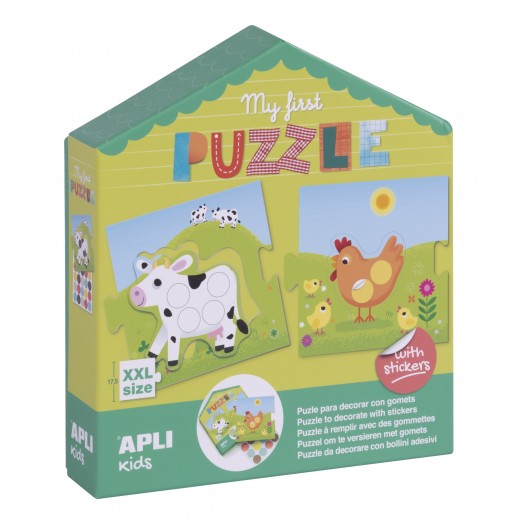 Apli My First Puzzle con Gomets - Ideal para Niños Pequeños - Fomenta la Coordinacion y la Concentracion - Incluye Pegatinas