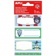Apli Etiquetas Adhesivas Escolares Futbol - Tamaño 81x36mm - 9 Etiquetas por Bolsa - Adhesivo Permanente de Alta Calidad - Dis