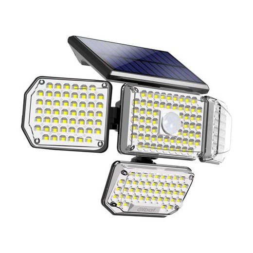 Elbat Foco Solar Cuadruple con Sensor LED 430lm - Sensor de Movimiento de 3 - 5m - Panel Solar Integrado 5.5V