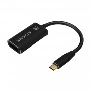 Aisens Conversor Aluminio USB-C a Displayport 8K@60Hz - USB-C/M-DP/H - 15cm - Color Negro