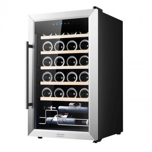 Cecotec GrandSommelier 24000 INOX Compressor Vinoteca para 24 Botellas - Bandejas de Madera - Compresor - Alto Rendimiento Gara