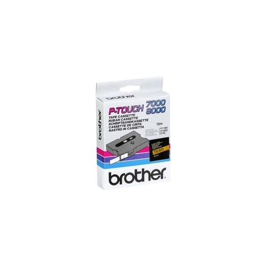 Brother TX611 Cinta Laminada Original de Etiquetas - Texto Negro sobre Fondo Amarillo - Ancho 6mm x 15 metros