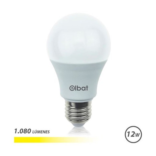 Elbat Bombilla LED A60 - 12W - 1080LM - E27 - Luz Calida - Color Blanco Calido