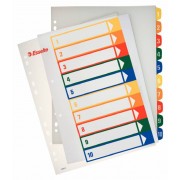 Esselte Indices Proyectos Imprimibles A4 Maxi PP Tipo 1-10 Multicolor Material PP Rigido 300 Micras Portada 350 Micras Tamaño